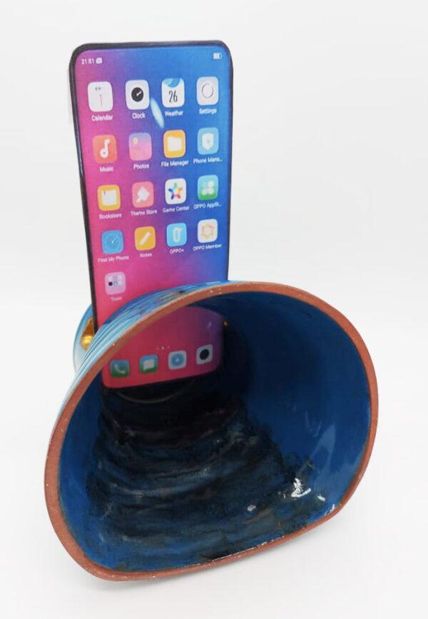 Porta celular pequeño y amplificador de sonido (Azul)