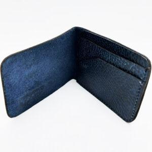 Billetera de cuero con corte tipo "F" (Azul)