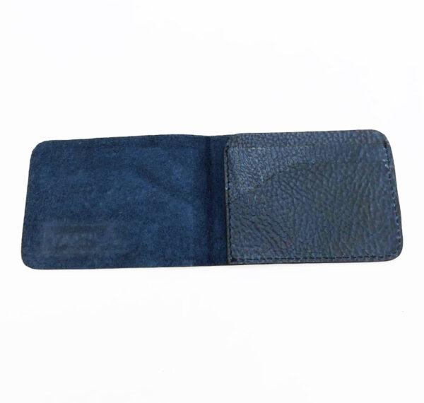 Billetera de cuero con corte tipo "F" (Azul)